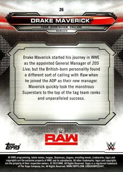2019 Topps WWE RAW #26 Drake Maverick Back