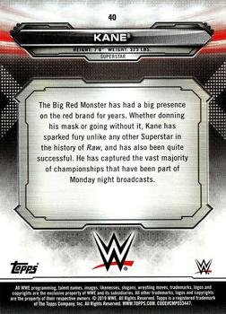 2019 Topps WWE RAW #40 Kane Back