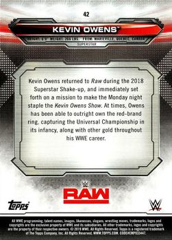 2019 Topps WWE RAW #42 Kevin Owens Back