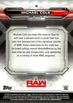 2019 Topps WWE RAW #48 Michael Cole Back