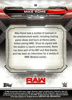 2019 Topps WWE RAW #50 Mike Rome Back