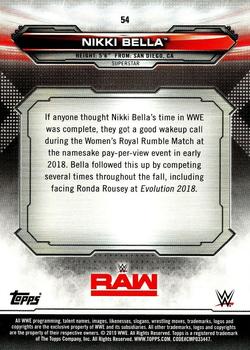 2019 Topps WWE RAW #54 Nikki Bella Back