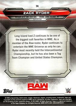 2019 Topps WWE RAW #74 Zack Ryder Back