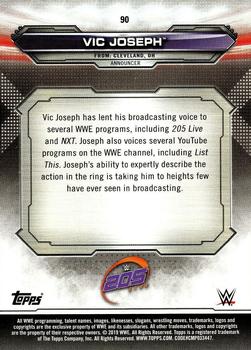 2019 Topps WWE RAW #90 Vic Joseph Back