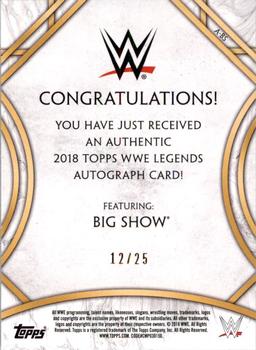 2018 Topps Legends of WWE - Autographs Blue #A-BS Big Show Back