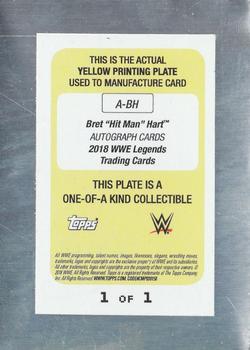 2018 Topps Legends of WWE - Autographs Printing Plates Yellow #A-BH Bret 