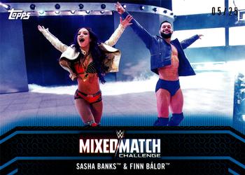 2018 Topps WWE Women's Division - Mixed Match Challenge Blue #MM-2 Sasha Banks / Finn Bálor Front