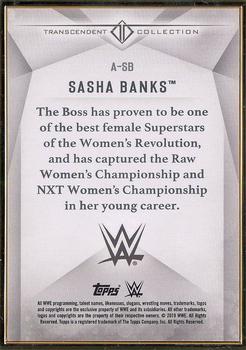 2019 Topps Transcendent Collection WWE #A-SB Sasha Banks Back