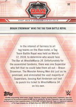 2019 Topps WWE Road to Wrestlemania - Bronze #32 Braun Strowman Wins the Tag Team Battle Royal Back