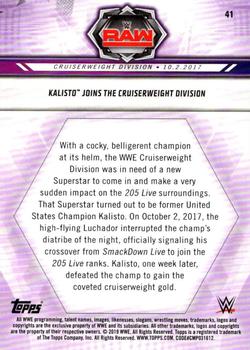 2019 Topps WWE Road to Wrestlemania - Bronze #41 Kalisto Joins the Cruiserweight Division Back