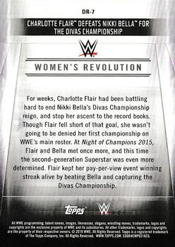 2019 Topps WWE Road to Wrestlemania - Women's Revolution (Part 1) #DR-7 Charlotte Flair Defeats Nikki Bella for the Divas Championship Back