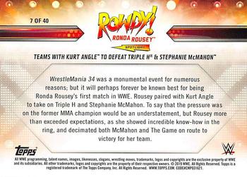 2019 Topps WWE Road to Wrestlemania - Rowdy Ronda Rousey Spotlight (Part 1) #7 Ronda Rousey Back