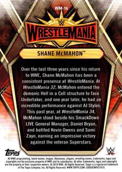 2019 Topps WWE Road to Wrestlemania - Wrestlemania 35 Roster #WM-16 Shane McMahon Back