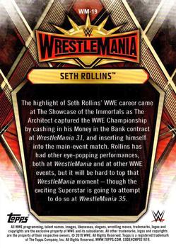 2019 Topps WWE Road to Wrestlemania - Wrestlemania 35 Roster #WM-19 Seth Rollins Back