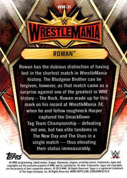 2019 Topps WWE Road to Wrestlemania - Wrestlemania 35 Roster #WM-31 Rowan Back