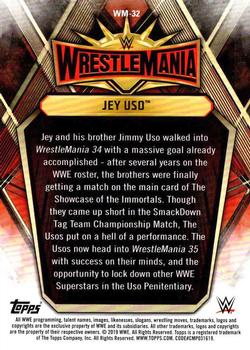 2019 Topps WWE Road to Wrestlemania - Wrestlemania 35 Roster #WM-32 Jey Uso Back