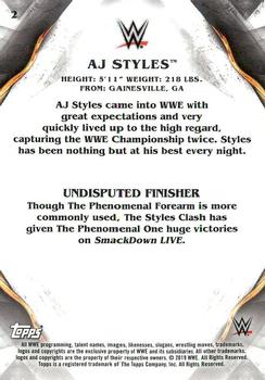 2019 Topps WWE Undisputed #2 AJ Styles Back