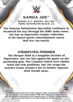 2019 Topps WWE Undisputed #61 Samoa Joe Back