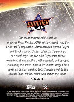 2019 Topps WWE SummerSlam #60 Universal Champion Brock Lesnar def. Roman Reigns Back