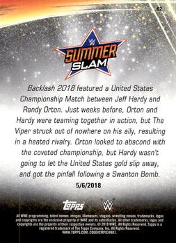 2019 Topps WWE SummerSlam #62 United States Champion Jeff Hardy def. Randy Orton Back