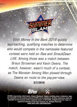 2019 Topps WWE SummerSlam #64 Braun Strowman def. Kevin Owens to Qualify for the Men's Money in the Bank Match Back