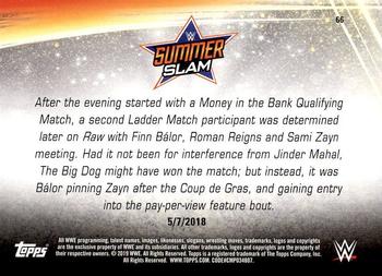 2019 Topps WWE SummerSlam #66 Finn Bálor def. Roman Reigns and Sami Zayn to Qualify for the Men's Money in the Bank Match Back