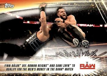2019 Topps WWE SummerSlam #66 Finn Bálor def. Roman Reigns and Sami Zayn to Qualify for the Men's Money in the Bank Match Front