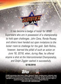 2019 Topps WWE SummerSlam #76 Dolph Ziggler def. Seth Rollins to Win the Intercontinental Championship Back