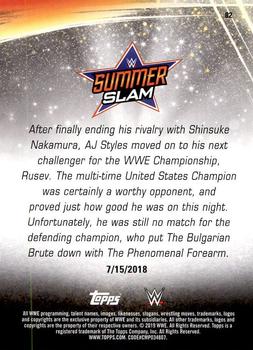 2019 Topps WWE SummerSlam #82 AJ Styles def. Rusev to Retain the WWE Championship Back