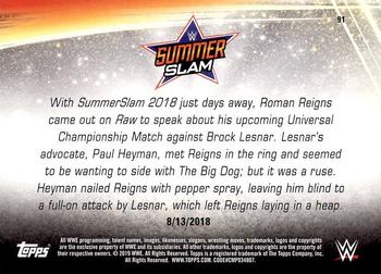 2019 Topps WWE SummerSlam #91 Brock Lesnar Attacks Roman Reigns Back