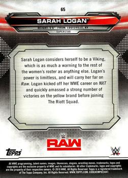 2019 Topps WWE RAW - Bronze #65 Sarah Logan Back
