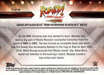 2019 Topps WWE RAW - Rowdy Ronda Rousey Spotlight (Part 2) #11 Ronda Rousey Back
