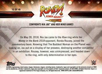 2019 Topps WWE RAW - Rowdy Ronda Rousey Spotlight (Part 2) #12 Ronda Rousey Back