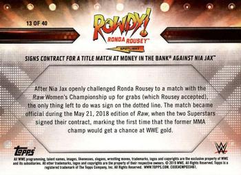 2019 Topps WWE RAW - Rowdy Ronda Rousey Spotlight (Part 2) #13 Ronda Rousey Back