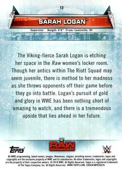 2019 Topps WWE Women's Division #13 Sarah Logan Back