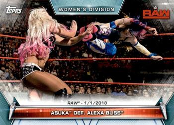 2019 Topps WWE Women's Division #61 Asuka def. Alexa Bliss (Raw - 1/1/2018) Front