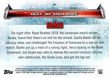 2019 Topps WWE Women's Division #64 Asuka def. Sasha Banks (Raw - 1/29/2018) Back