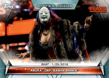 2019 Topps WWE Women's Division #64 Asuka def. Sasha Banks (Raw - 1/29/2018) Front