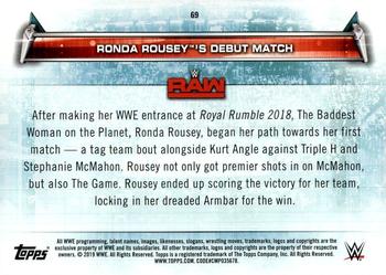 2019 Topps WWE Women's Division #69 Ronda Rousey's Debut Match (Wrestlemania 34 - 4/8/2018) Back