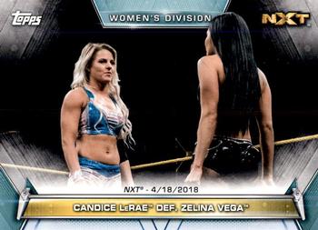 2019 Topps WWE Women's Division #70 Candice LeRae def. Zelina Vega (NXT - 4/18/2018) Front