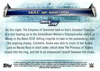 2019 Topps WWE Women's Division #72 Asuka def. Mandy Rose (SmackDown LIVE - 5/29/2018) Back