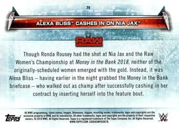 2019 Topps WWE Women's Division #79 Alexa Bliss Cashes in On Nia Jax (Money in the Bank 2018 - 7/17/2018) Back