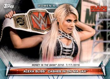 2019 Topps WWE Women's Division #79 Alexa Bliss Cashes in On Nia Jax (Money in the Bank 2018 - 7/17/2018) Front