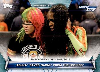 2019 Topps WWE Women's Division #83 Asuka Saves Naomi From The IIconics (SmackDown LIVE - 9/4/2018) Front
