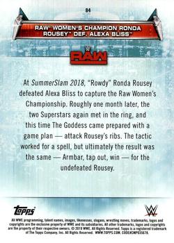 2019 Topps WWE Women's Division #84 Raw Women's Champion Ronda Rousey def. Alexa Bliss (Hell in a Cell 2018 - 9/16/2018) Back