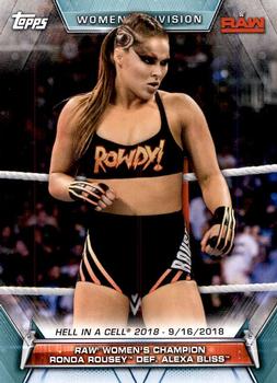 2019 Topps WWE Women's Division #84 Raw Women's Champion Ronda Rousey def. Alexa Bliss (Hell in a Cell 2018 - 9/16/2018) Front