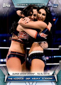 2019 Topps WWE Women's Division #85 The IIconics def. Asuka & Naomi (Super Show-Down - 10/6/2018) Front