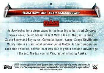 2019 Topps WWE Women's Division #90 Team Raw def. Team SmackDown (Survivor Series 2018 - 11/18/2018) Back
