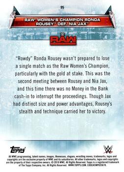 2019 Topps WWE Women's Division #95 Raw Women's Champion Ronda Rousey def. Nia Jax (TLC 2018 - 12/16/2018) Back