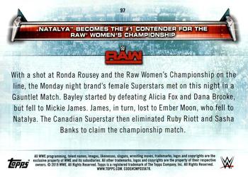 2019 Topps WWE Women's Division #97 Natalya Becomes the #1 Contender for the Raw Women's Championship (Raw - 12/17/2018) Back